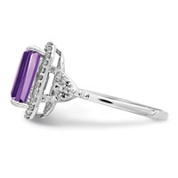 Sterling Silver Rhodium-plated Amethyst & Diamond Ring view 4