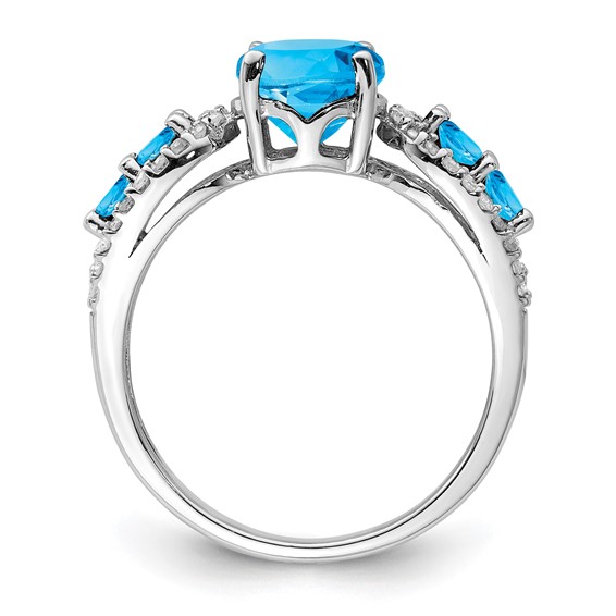 Sterling Silver Rhodium Blue Topaz & Diam. Ring