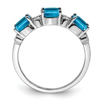 Sterling Silver Rhodium Blue Topaz & Diam. Ring view 2