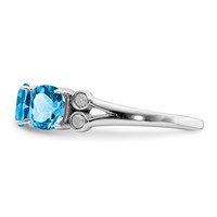 Sterling Silver Rhodium Blue Topaz & Diam. Ring view 3