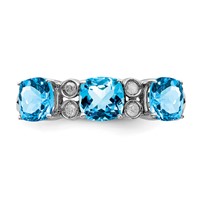Sterling Silver Rhodium Blue Topaz & Diam. Ring view 4