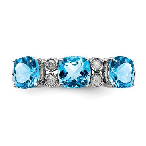 Sterling Silver Rhodium Blue Topaz & Diam. Ring