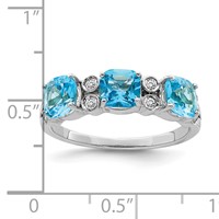 Sterling Silver Rhodium Blue Topaz & Diam. Ring view 5