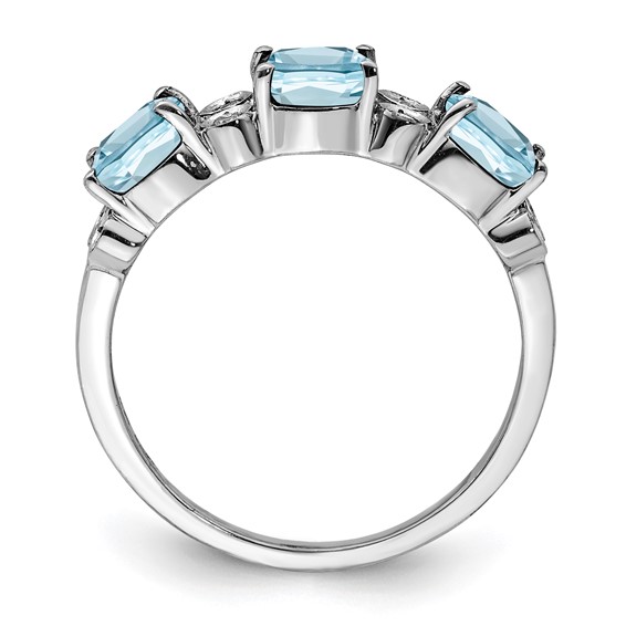 Sterling Silver Rhodium Diam. & Sky Blue Topaz Ring