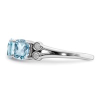 Sterling Silver Rhodium Diam. & Sky Blue Topaz Ring view 3