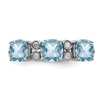 Sterling Silver Rhodium Diam. & Sky Blue Topaz Ring view 4
