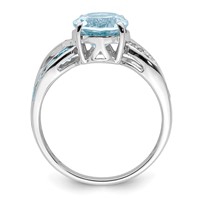 Sterling Silver Rhodium Diam. & Sky Blue Topaz Ring view 2