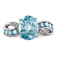 Sterling Silver Rhodium Diam. & Sky Blue Topaz Ring view 5