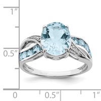 Sterling Silver Rhodium Diam. & Sky Blue Topaz Ring view 4
