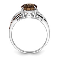 Sterling Silver Rhodium Diam. & Smoky Quartz Ring view 2