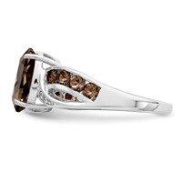 Sterling Silver Rhodium Diam. & Smoky Quartz Ring view 4