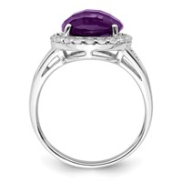 Sterling Silver Rhodium-plated Amethyst Ring view 2