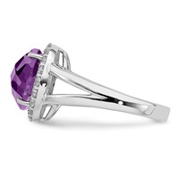 Sterling Silver Rhodium-plated Amethyst Ring view 3