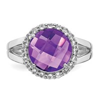 Sterling Silver Rhodium-plated Amethyst Ring view 5