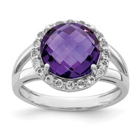 Sterling Silver Rhodium-plated Amethyst Ring view 1