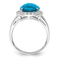 Sterling Silver Rhodium Blue & White Topaz Ring view 2
