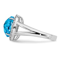 Sterling Silver Rhodium Blue & White Topaz Ring view 3
