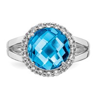 Sterling Silver Rhodium Blue & White Topaz Ring view 5
