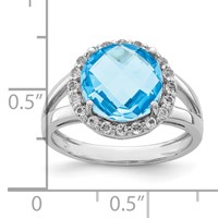 Sterling Silver Rhodium Blue & White Topaz Ring view 4