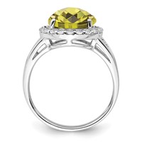 Sterling Silver Rhodium Lemon Quartz & White Topaz Ring view 2