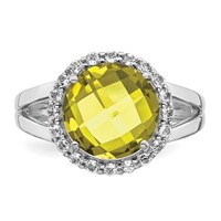 Sterling Silver Rhodium Lemon Quartz & White Topaz Ring view 5
