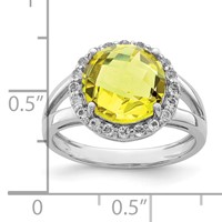 Sterling Silver Rhodium Lemon Quartz & White Topaz Ring view 3