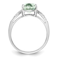 Sterling Silver Rhodium Green Quartz & Diam. Ring view 2