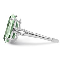 Sterling Silver Rhodium Green Quartz & Diam. Ring view 4