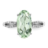 Sterling Silver Rhodium Green Quartz & Diam. Ring view 5
