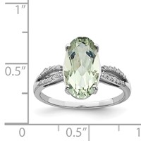 Sterling Silver Rhodium Green Quartz & Diam. Ring view 3