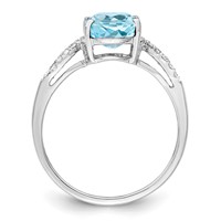Sterling Silver Rhodium Sky Blue Topaz & Diam. Ring view 2