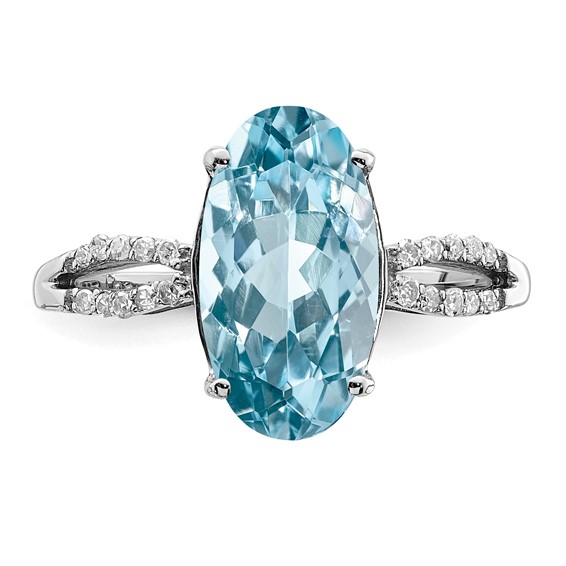 Sterling Silver Rhodium Sky Blue Topaz & Diam. Ring