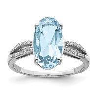 Sterling Silver Rhodium Sky Blue Topaz & Diam. Ring view 1