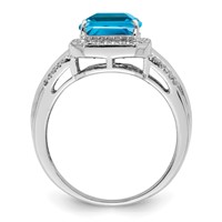 Sterling Silver Rhodium Blue Topaz & Diam. Ring view 2