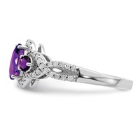 Sterling Silver Rhodium-plated Amethyst & Diamond Ring view 4