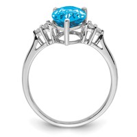 Sterling Silver Rhodium Blue Topaz & Diam. Ring view 2