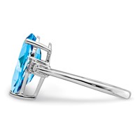 Sterling Silver Rhodium Blue Topaz & Diam. Ring view 4