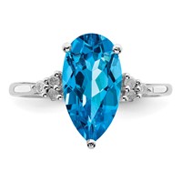 Sterling Silver Rhodium Blue Topaz & Diam. Ring view 5