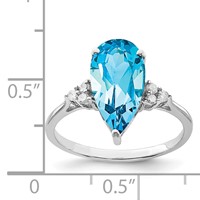 Sterling Silver Rhodium Blue Topaz & Diam. Ring view 3