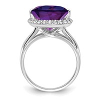 Sterling Silver Rhodium-plated White Topaz & Amethyst Ring view 2