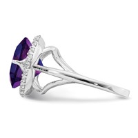 Sterling Silver Rhodium-plated White Topaz & Amethyst Ring view 4