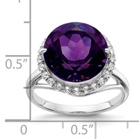 Sterling Silver Rhodium-plated White Topaz & Amethyst Ring view 3