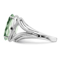 Sterling Silver Rhodium Green Quartz Ring view 4