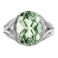 Sterling Silver Rhodium Green Quartz Ring view 5