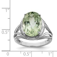 Sterling Silver Rhodium Green Quartz Ring view 3