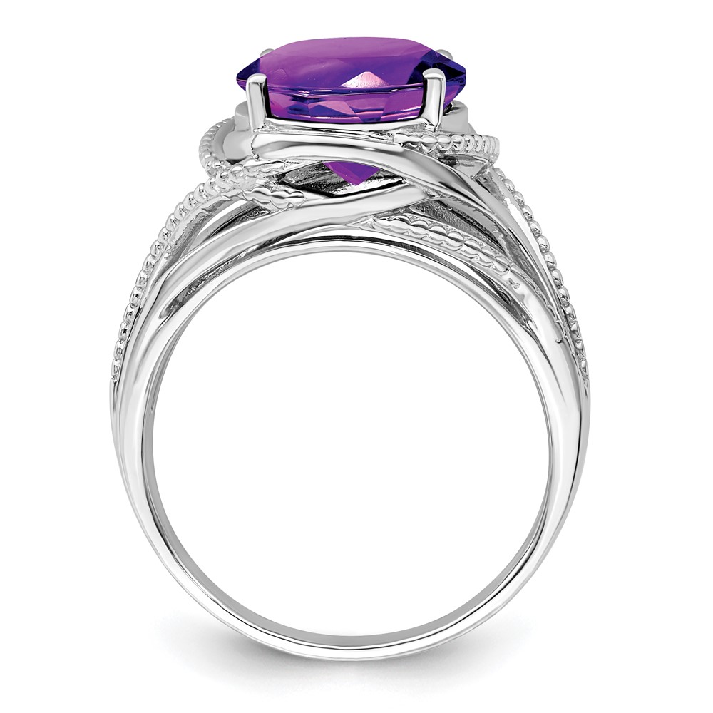 Sterling Silver Rhodium-plated Amethyst Ring (QR3085AM-9)