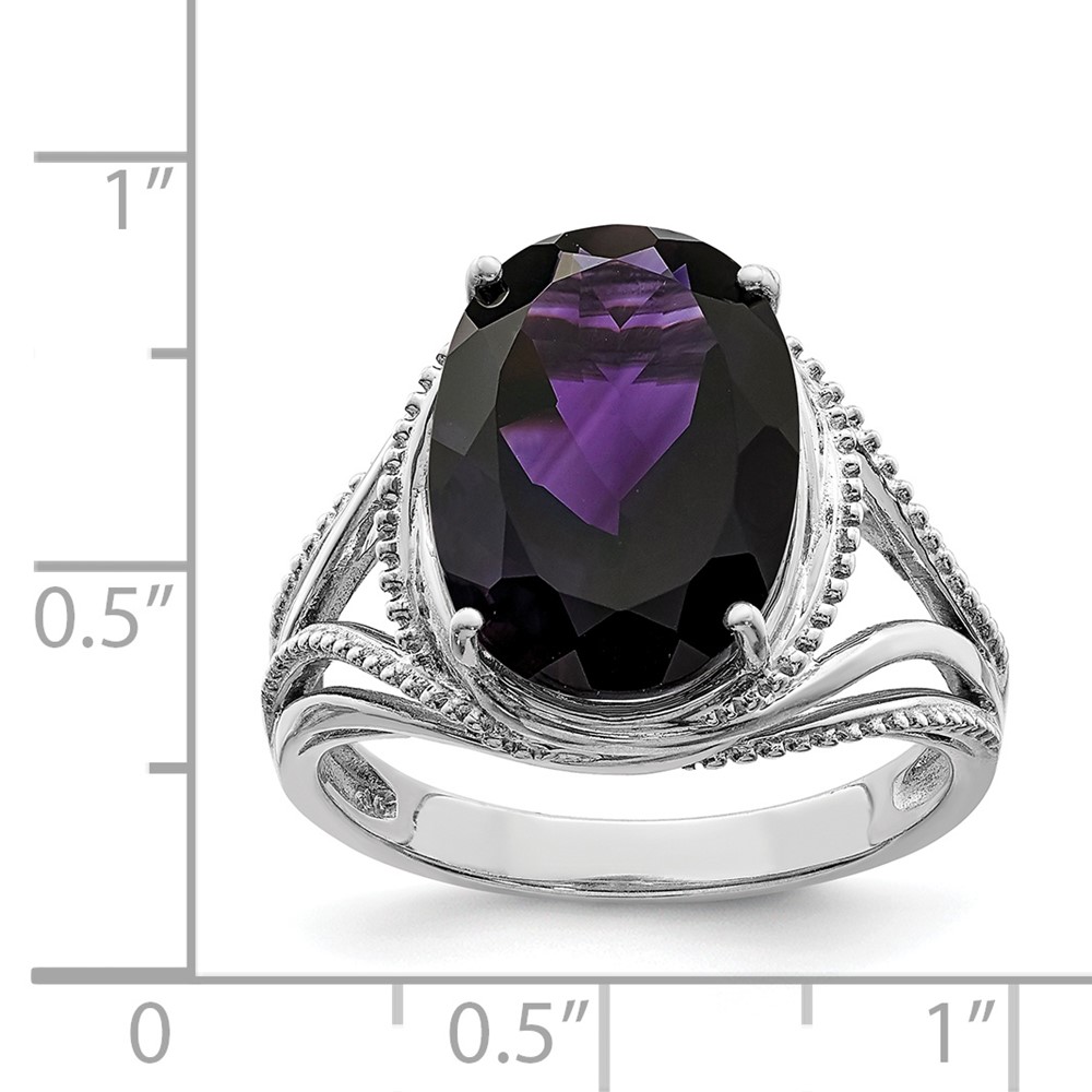 Sterling Silver Rhodium-plated Amethyst Ring (QR3085AM-9)