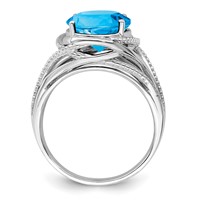 Sterling Silver Rhodium Blue Topaz Ring view 2