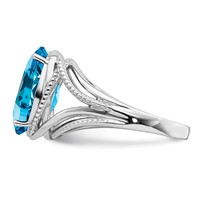 Sterling Silver Rhodium Blue Topaz Ring view 4