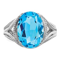 Sterling Silver Rhodium Blue Topaz Ring view 5